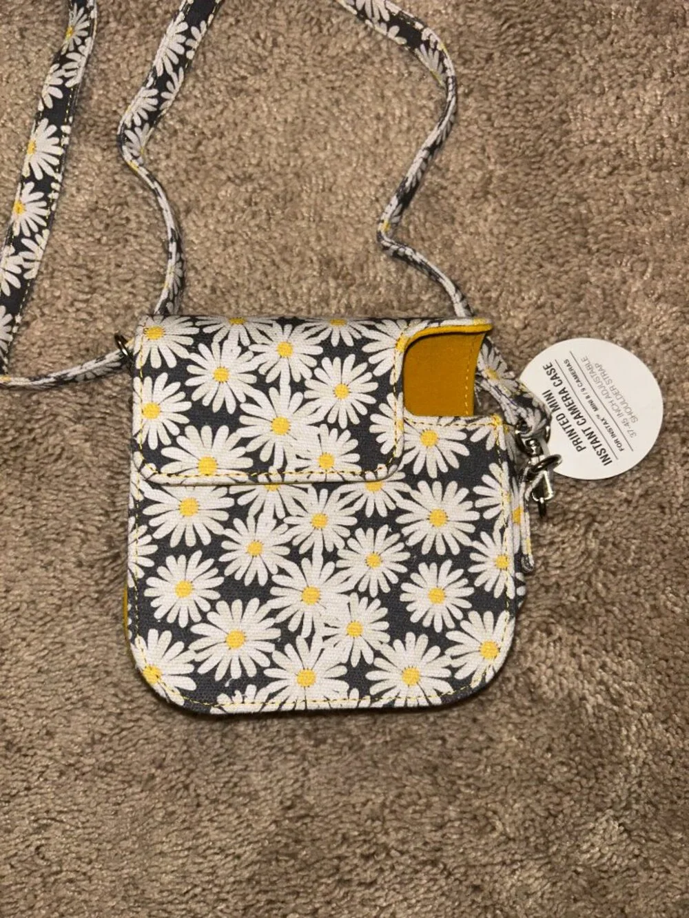 Blue and Yellow Daisy Instax Camera Case with Strap NEW WITH TAGS